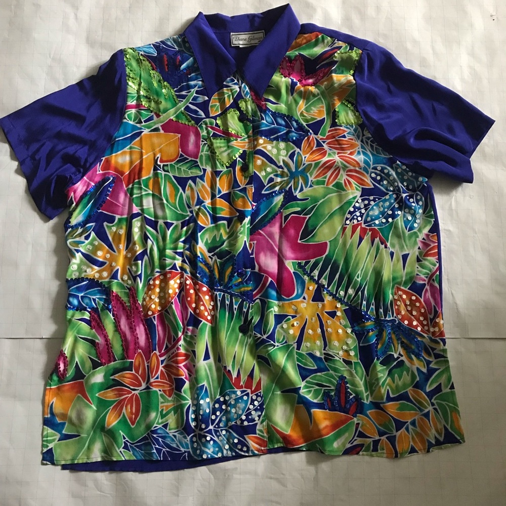 Diane Gilman Silk & Sequin Shirt.